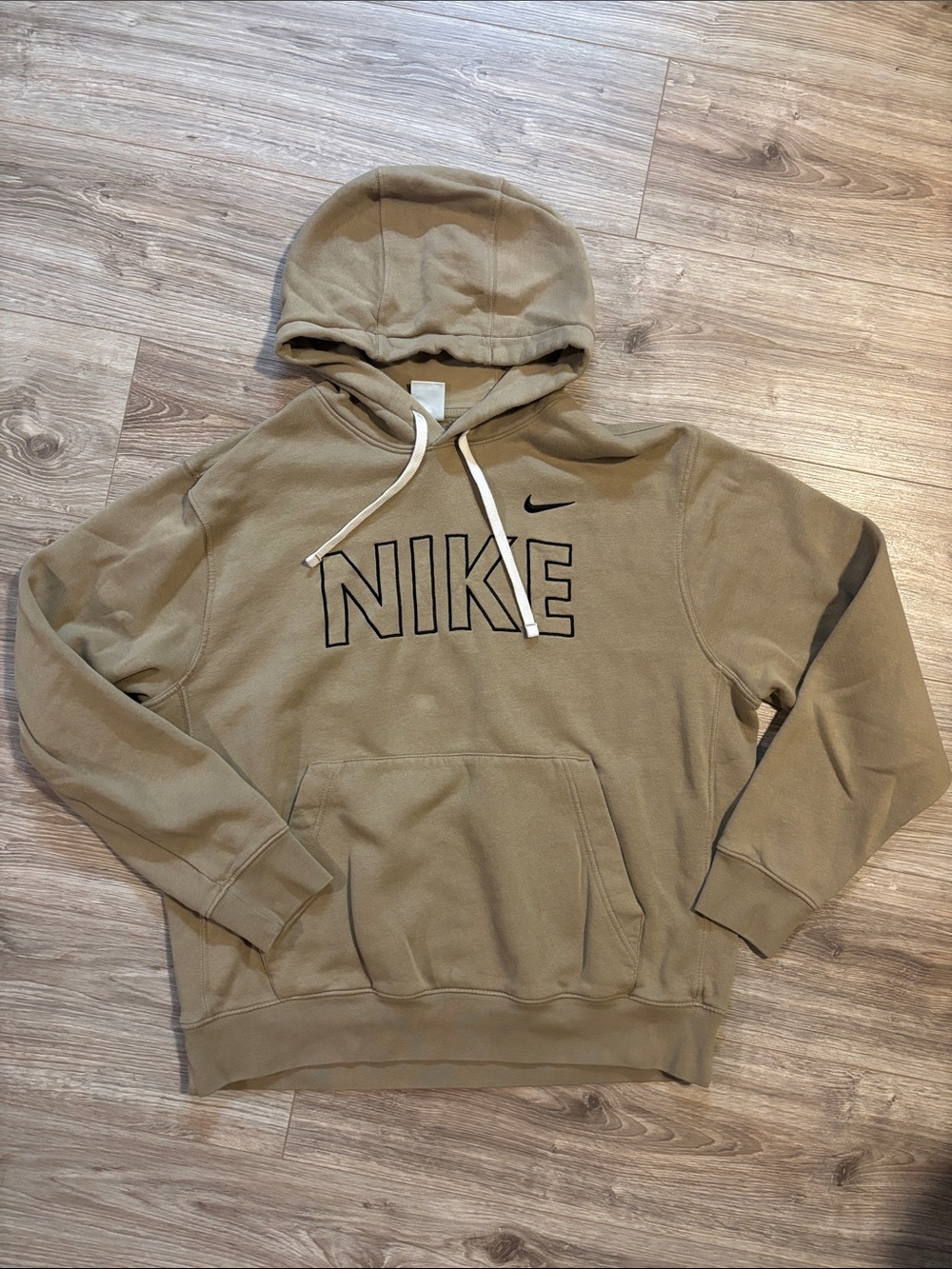 Nike Adult Khaki Pullover Hoodie with black Logo